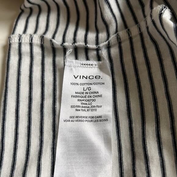 VINCE Women’s Striped Crewneck Black And White Cap Sleeve Tee Tank Top Size L - Picture 11 of 11